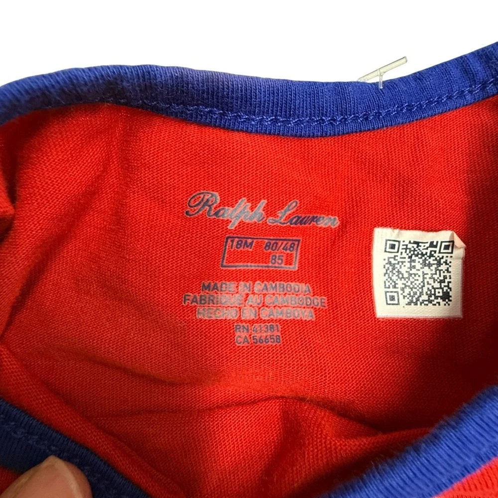 Polo Ralph Lauren Street Style Romper Girl 18M Red Graphic Logo Snaps